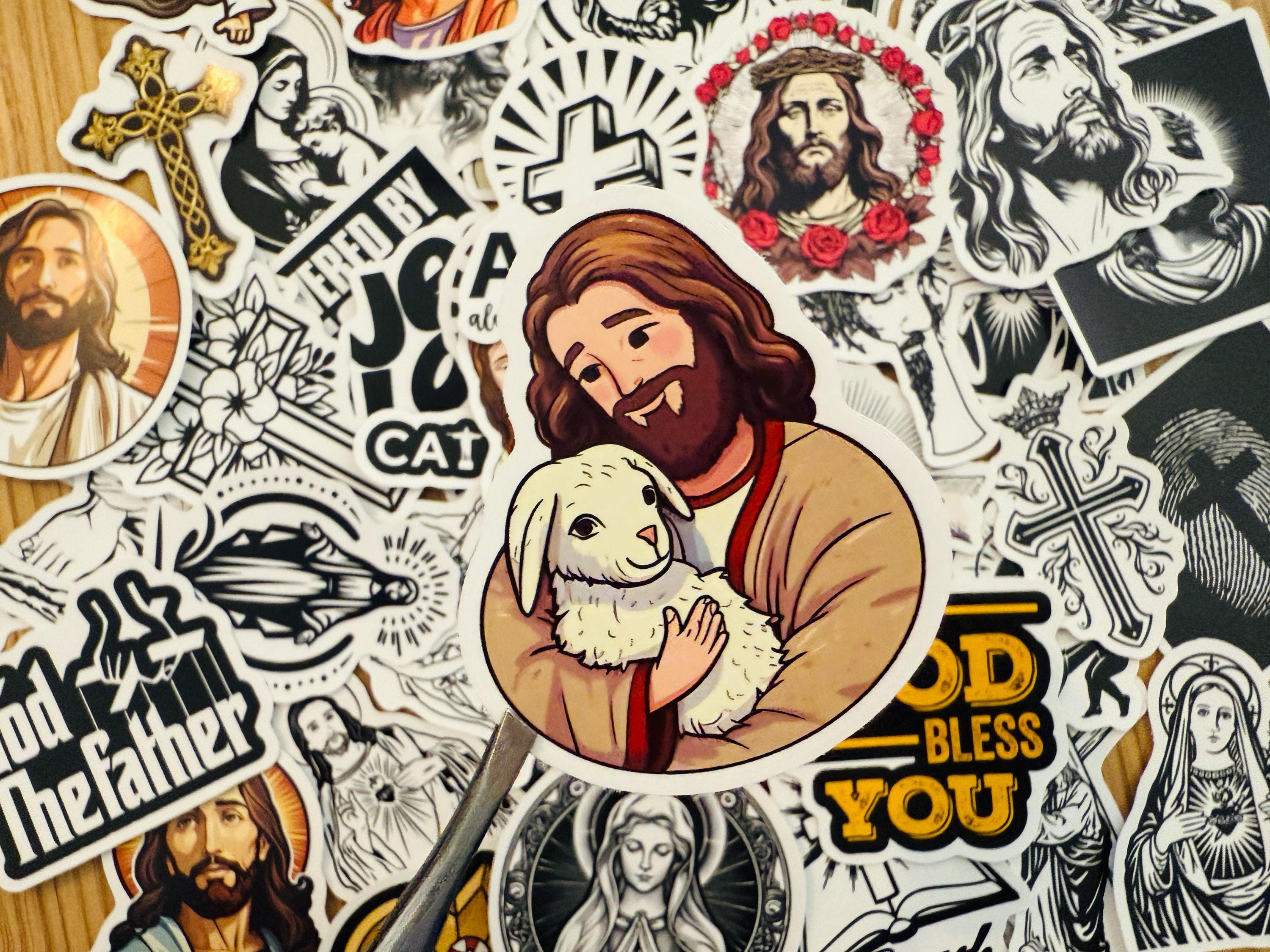 50pcs Jesus Christian Stickers Pack Bible God Faith Mary Graffiti ...