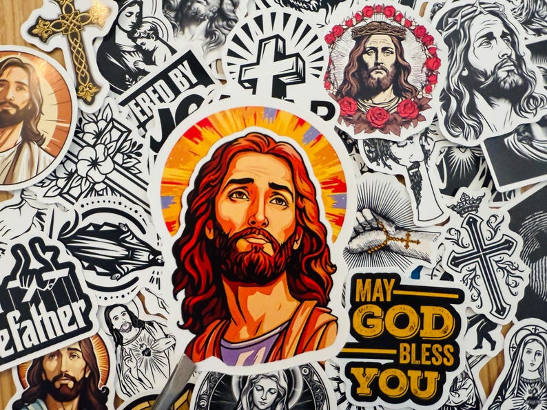 50pcs Jesus Christian Stickers Pack Bible God Faith Mary Graffiti ...