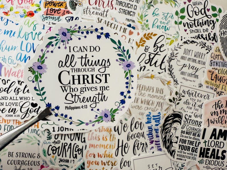 50pcs Inspirational Bible Verse Stickers Christian Scripture Gospel ...