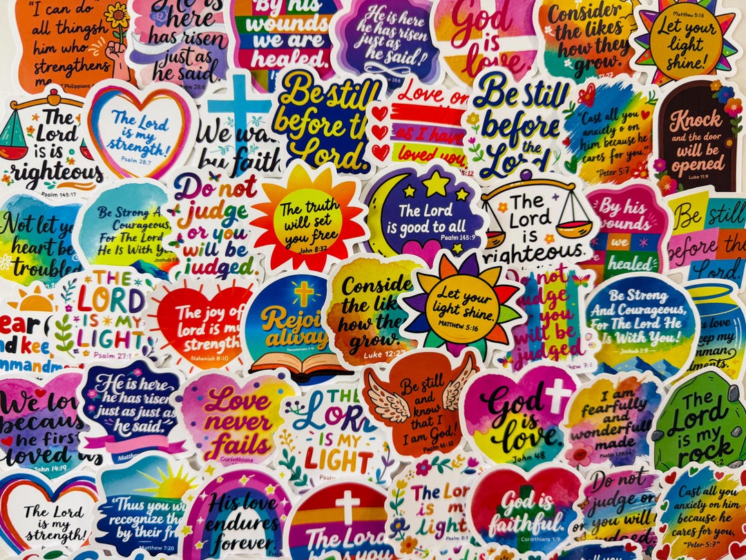 50pcs Christian Bible Inspirational Stickers Cute Colorful Jesus Faith ...