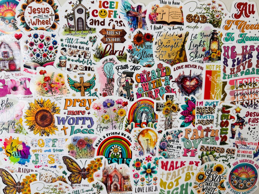 50pcs Boho Christian Stickers Inspirational Jesus Bible Verse Vinyl ...