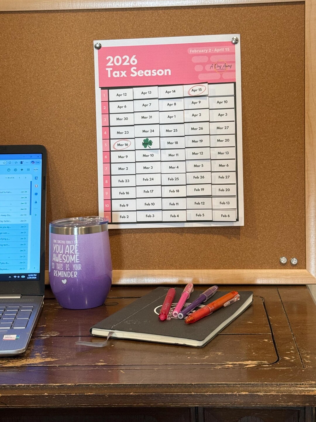 Tax Season Countdown Calendar (5 Day Pink Version) - Etsy