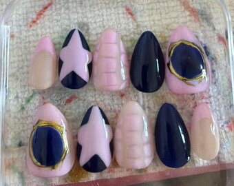 Midnight Rose Design Press On Nails