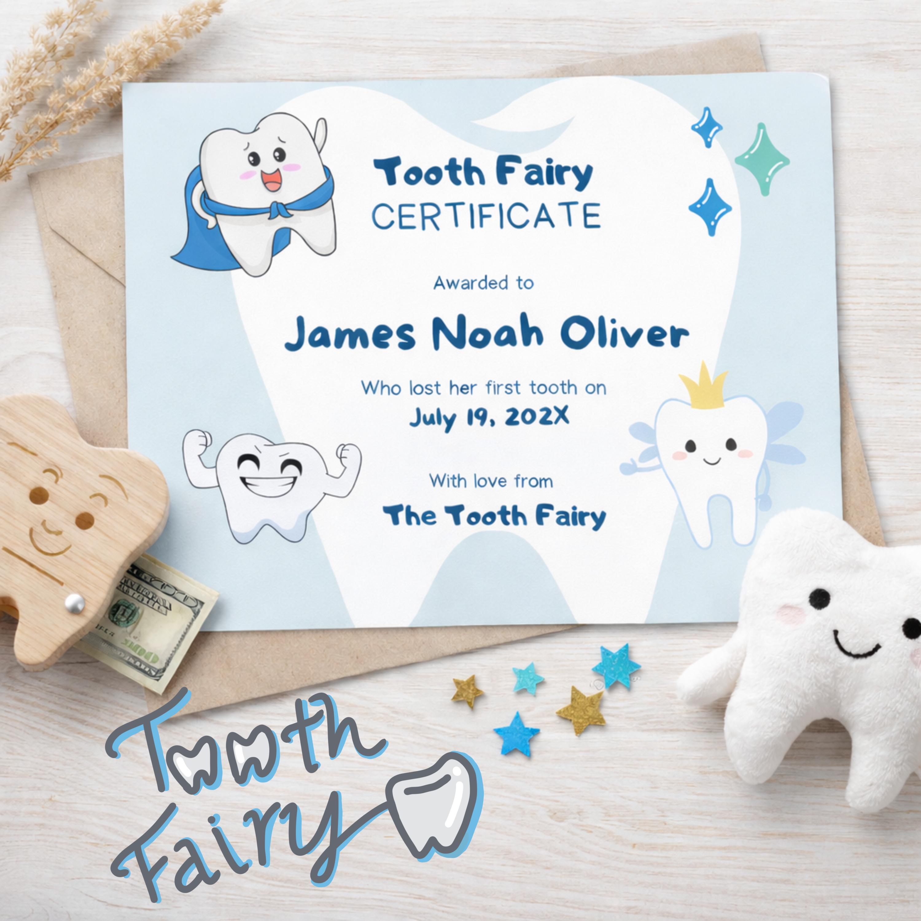 Editable Tooth Fairy Certificate | Lost Tooth Award (2 Designs, Digital ...
