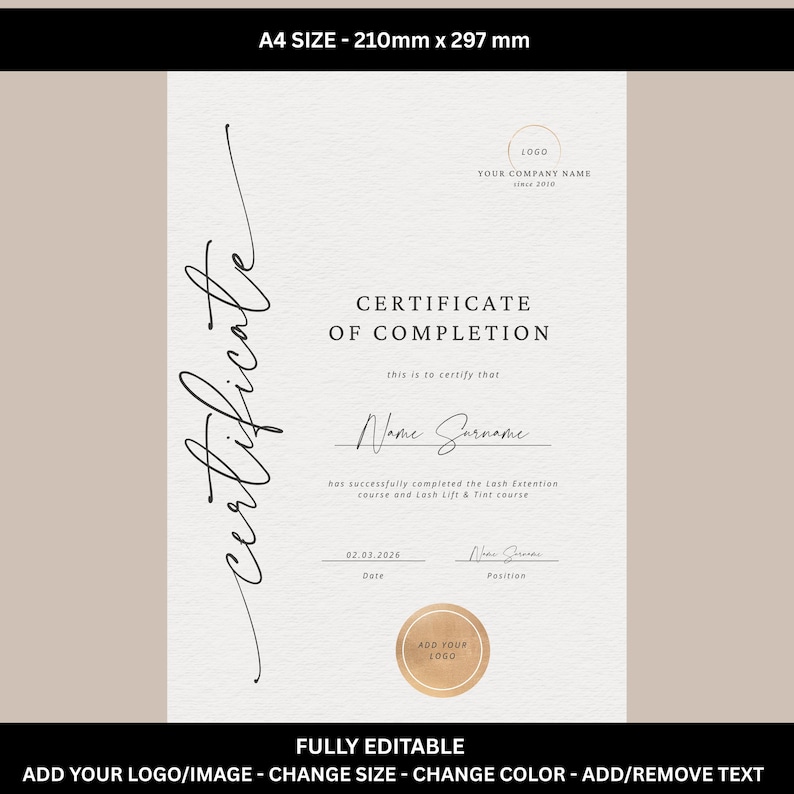 certificate of completion, certificate, certificate template, editable certificate, beauty certificate, custom certificate, training certificate, completion, printable, certificate of, canva templates, digital stamps, canva resume templates, canva timeline
