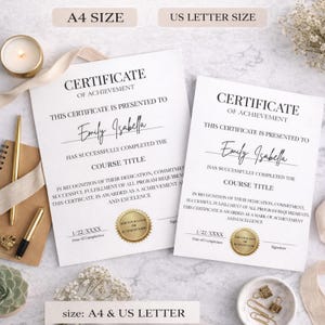 Certificate of Achievement Professional Template, Customizable Certificate, Editable Canva Design, Instant Download, Beauty Award