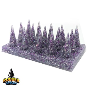 20 mm glitterlila gummispikar för cosplay/kostymer