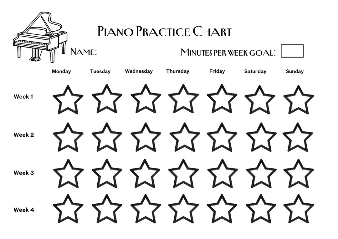 Piano Practice Chart for Kids | Printable Music Practice Tracker - Etsy ...