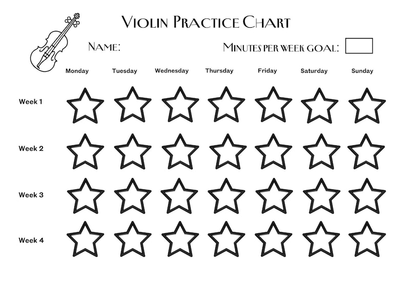 Violin Practice Chart for Kids | Printable Music Practice Tracker - Etsy
