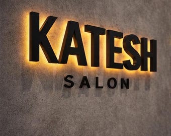 Custom 3D Backlit Metal Logo Sign, Illuminated Letter, Salon & Business