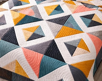 Diamantwurf Quilt Pattern PDF 60x72 – Willow Modernes Geometrisches Quilt Design