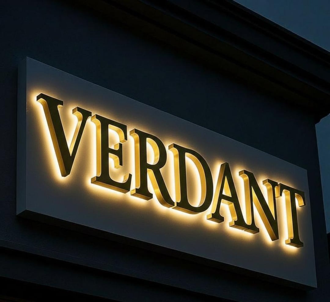 3D Backlit Gold Channel Letter Sign, Illuminated Business Logo - Etsy