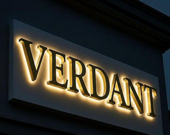 3D Backlit Gold Channel Letter Sign, Illuminated Business Logo
