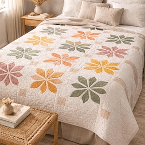 urban bloom quilt, quilt pattern pdf, modern quilt, botanical quilt, printable pattern, digital quilt file, quilt block design, bed quilt pattern, porch quilt decor, beginner quilt, quilt sewing pdf, home decor quilt, grid quilt pattern