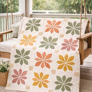 urban bloom quilt, quilt pattern pdf, modern quilt, botanical quilt, printable pattern, digital quilt file, quilt block design, bed quilt pattern, porch quilt decor, beginner quilt, quilt sewing pdf, home decor quilt, grid quilt pattern