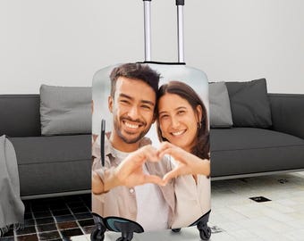 Custom Photo Luggage Cover, Personalized Suitcase Protector, Double Sided Sublimation Travel