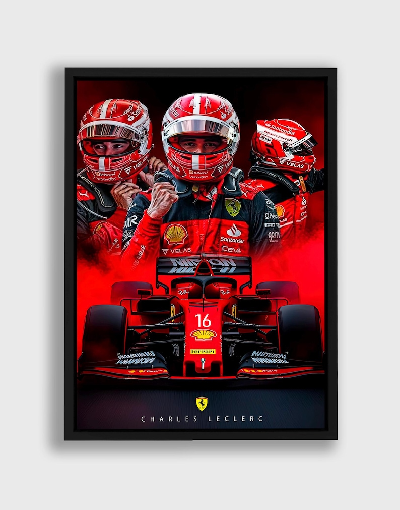 Charles Leclerc Poster Formula 1 Wall Art Sim Racing Canvas F1 Framed ...
