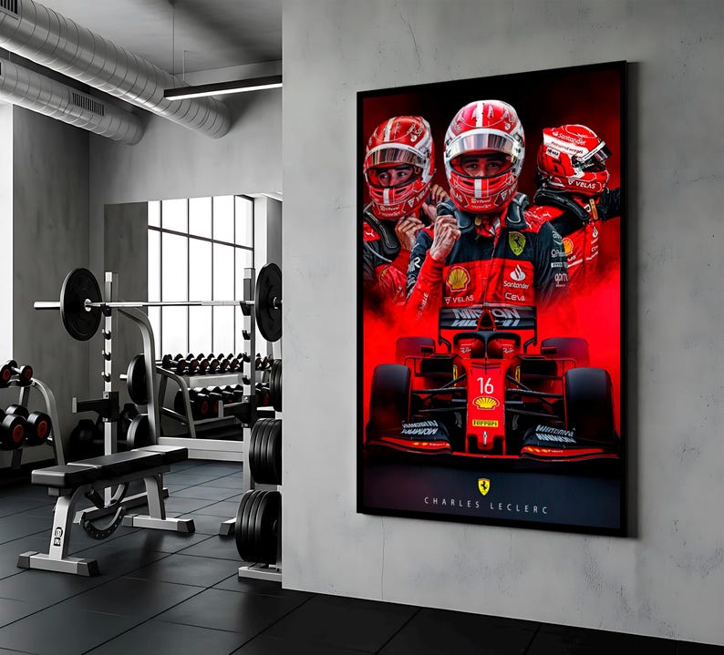Charles Leclerc Poster Formula 1 Wall Art Sim Racing Canvas F1 Framed ...