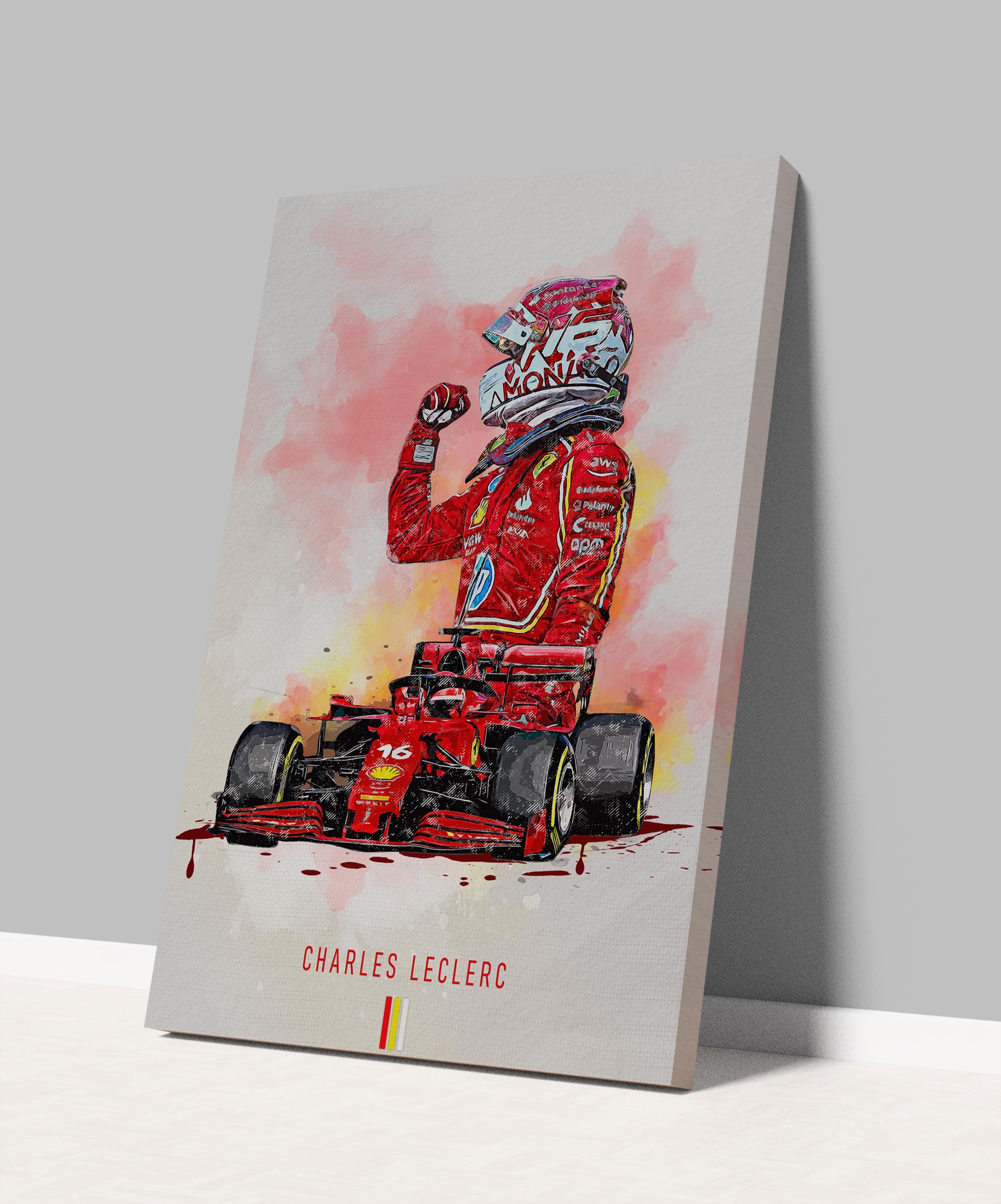 Charles Leclerc Poster Formula 1 Wall Art Sim Racing Canvas F1 Framed ...