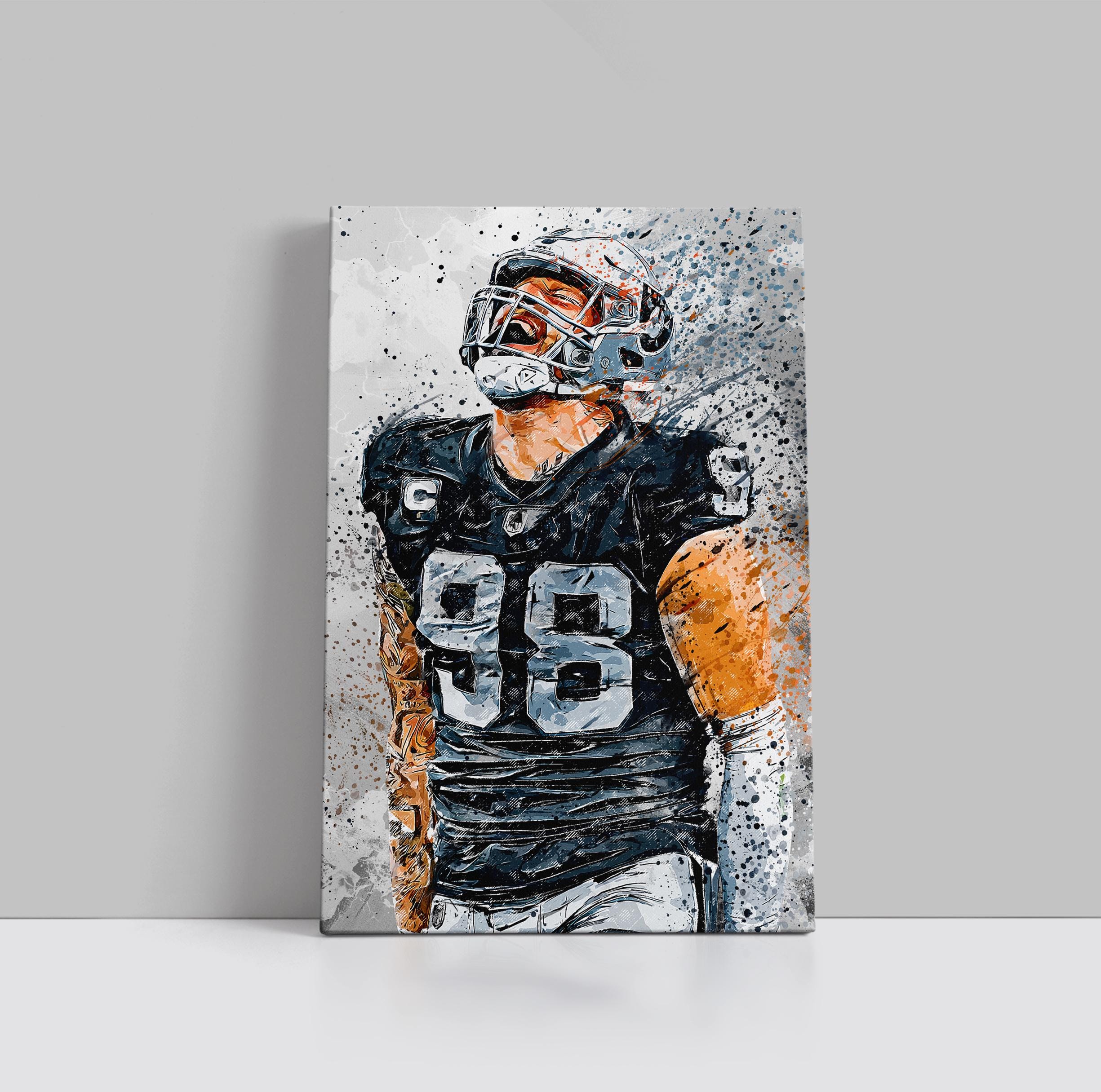Maxx Crosby Poster Las Vegas Raiders Wall Art Football Canvas NFL