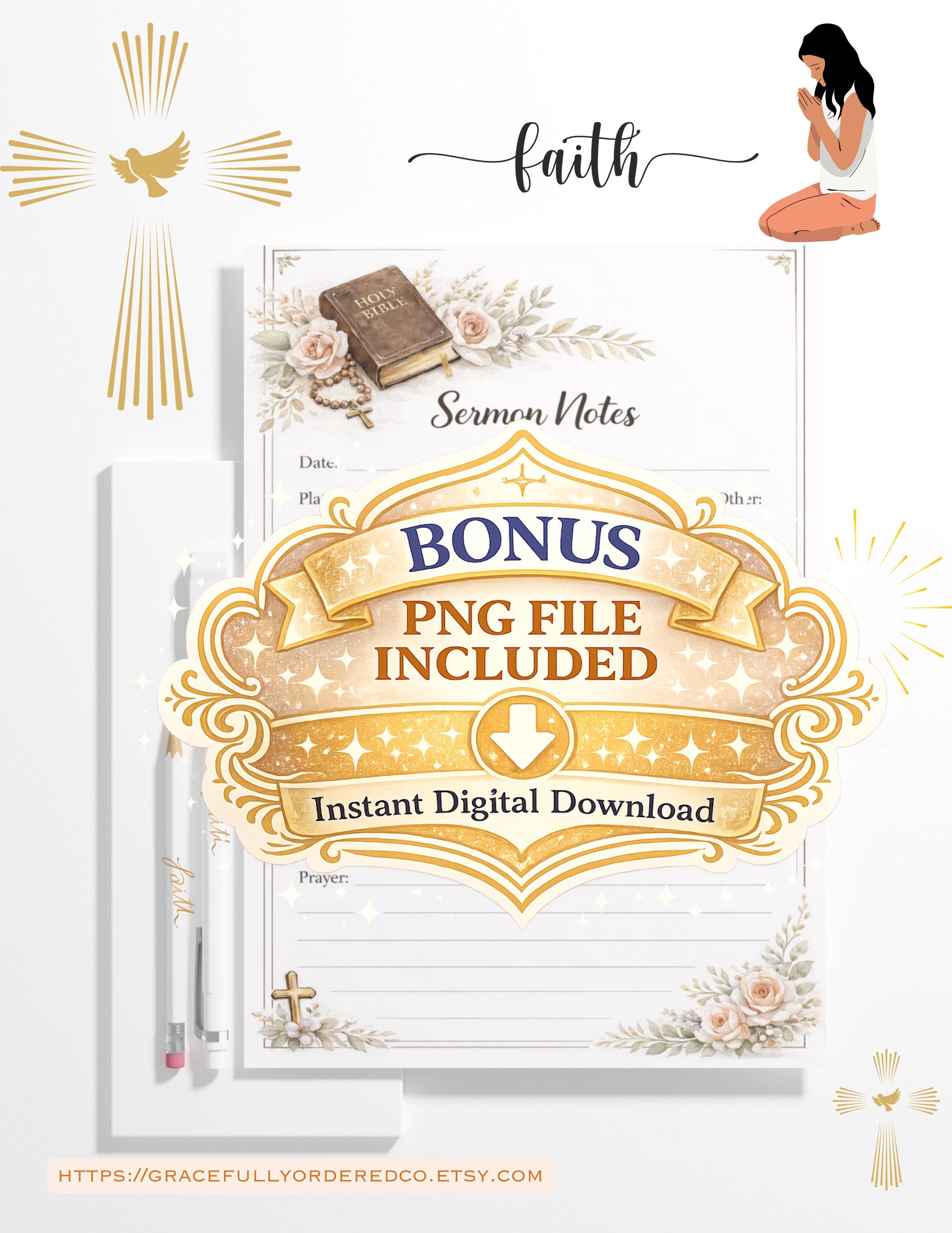 Sermon Notes Printable | Church Template | Bible Study Page | Christian ...