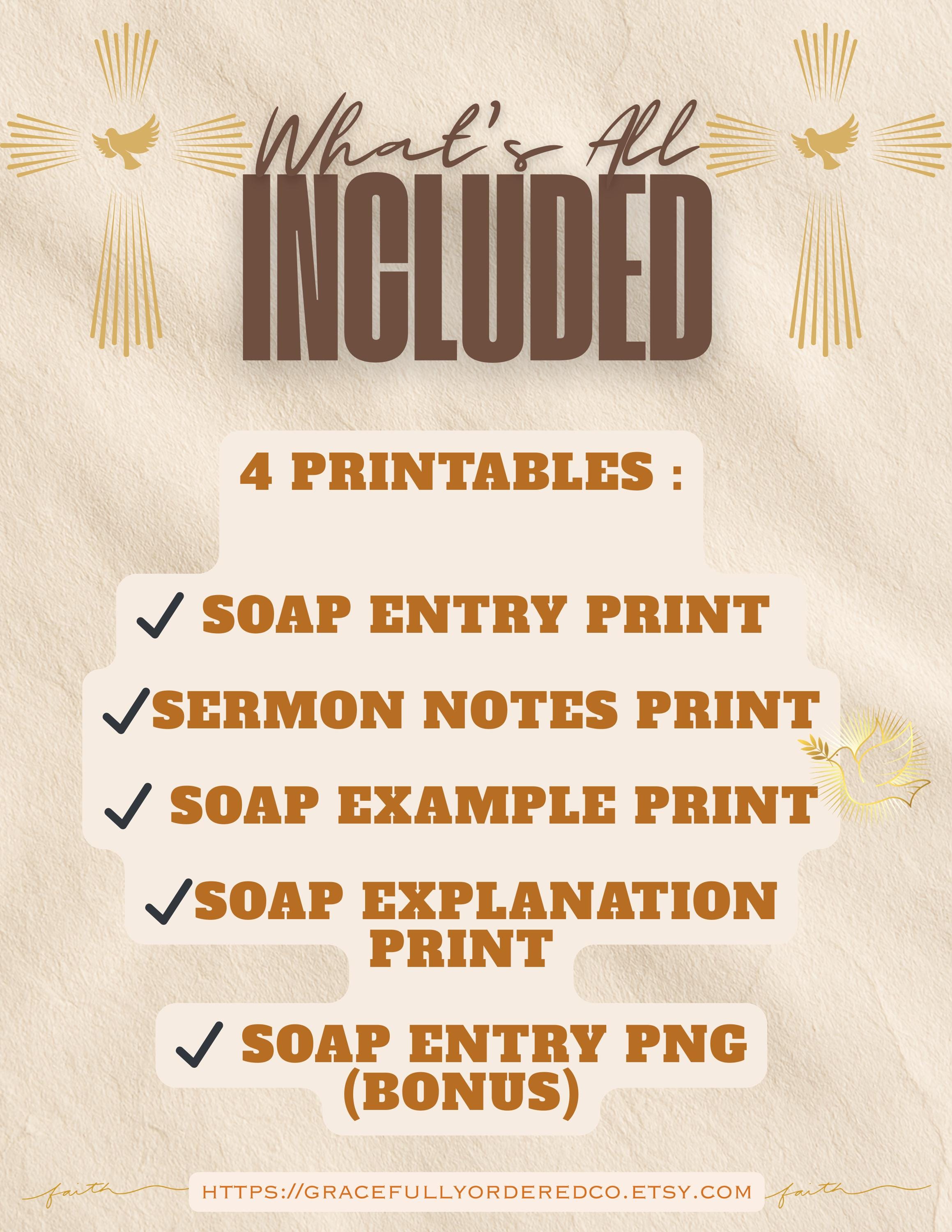 Bible Study Christian Printable Bundle | SOAP Method Printable | Sermon ...