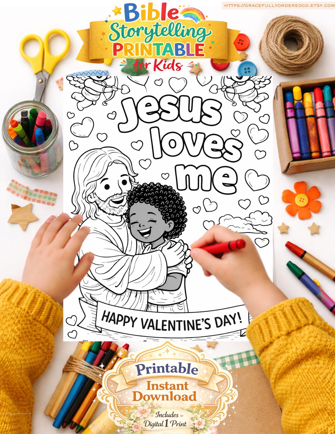Christian Valentine Coloring Page for Melanin Girls | Kids Faith ...
