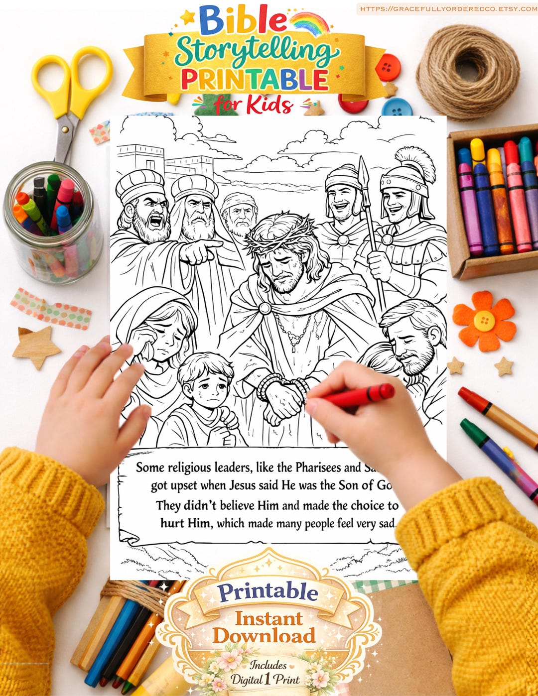 Bible Story Printable for Kids – Easter Story | Christian Coloring Page ...