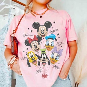 Retro Mickey and Friends Balloon PNG, Disney Family Trip Digital Download, Minnie Donald Daisy Goofy Pluto, Cute Tshirt Print File