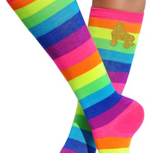 Roller Derby Socks Rainbow Knee Socks Skate Party Neon Trendy Socks Boot Socks Fun Party Birthday Gift Socks Glow Party Socks Funky Socks