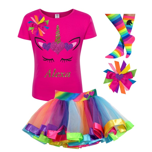 Unicorn Birthday Girl Shirt Rainbow Tutu Gold Unicorn Horn Girls Birthday Shirt Unicorn Birthday Shirt | Bubblegum Divas