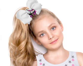 Unicorn Roller Skate Hair Bow | 6 Inch Ribbon Barrette