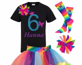 Butterfly   Birthday Shirt Girl 6 Year Old Birthday Girl Shirt, Sixth Birthday Shirt, Six Birthday T-Shirt, Personalized Name Custom Shirt