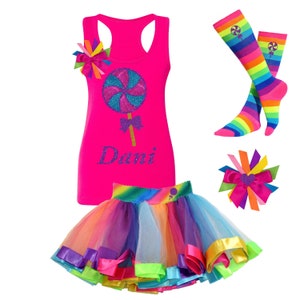 Rainbow Tutu Dress Candy land Party Giant Lollipop Candy Shirt Girls Birthday Personalized Name 1st 2nd 3rd 4th 5th 6th 7th 8th 9th 10th 12 Everything Included