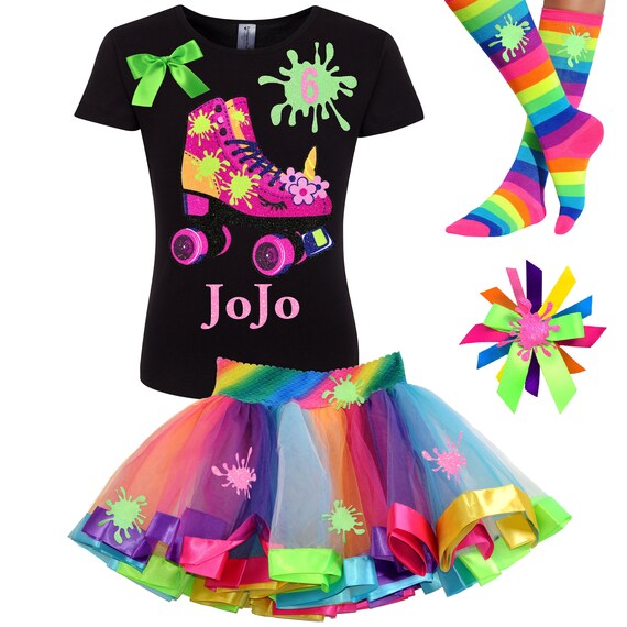 Roller Skate Party Slime Queen Shirt Unicorn Skates 6th Birthday Outfit Rainbow Tutu Glow Roller Skating Personalized Gift SLM Il_570xn
