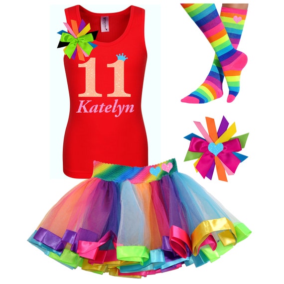 11th Birthday Shirt Tween Birthday Girl Shirt Neon Shirt Glitter Birthday Glow in the Dark Personalized Eleven Shirt Rainbow Party Outfit 11 Il_570xn