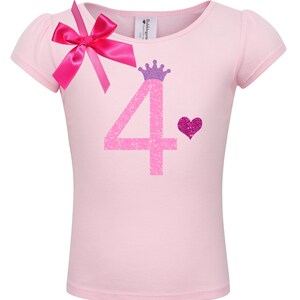 4th Birthday Shirt Heart Rainbow Socks Girls 4 Birthday Outfit Pink Tutu Purple Princess Crown hair Bow Personalized Name Shirt Long Sleeves image 2