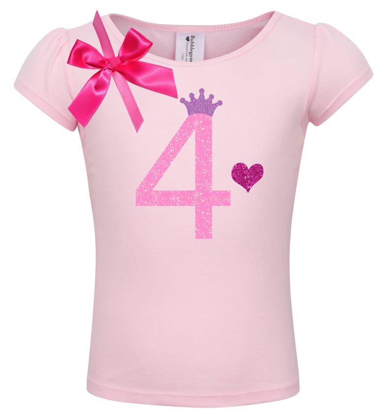 4th Birthday Shirt Heart Rainbow Socks Girls 4 Birthday Outfit Pink Tutu Purple Princess Crown hair Bow Personalized Name Shirt Long Sleeves image 2