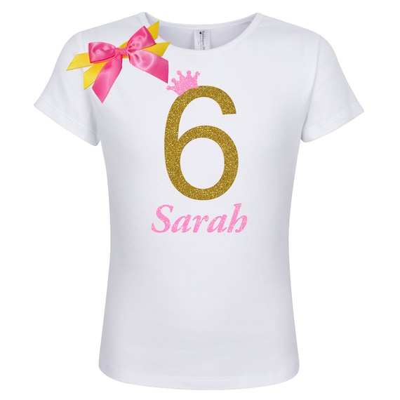 6th Birthday Shirt Girl 6 Year Old Birthday Girl Shirt, Sixth Birthday Shirt, Six Birthday T-Shirt, Personalized Name Custom Shirt Il_570xn