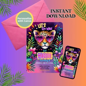 Go Wild Geburtstagsfeier Einladung Bearbeitbare Canva Vorlage Einladen Sofortiger Digitaler DownloadKawaii Sommer Früchte Personalisieren Benutzerdefinierte Karte
