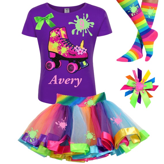 Roller Skate Party Slime Queen Shirt Unicorn Skates 8th Birthday Outfit Rainbow Tutu Glow Roller Skating Personalized Gift | Bubblegum Divas Il_570xn