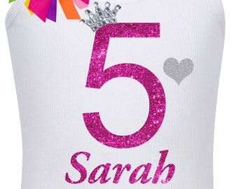 5th Birthday Girl Rainbow Shirt 5 year Old Girls Birthday Shirt Fifth Birthday Girl Tank Top Personalized Five Birthday Shirt