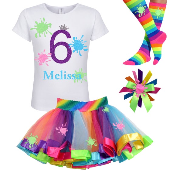 Slime Party Birthday Girl Shirt 6th Birthday Outfit Glow Slime Birthday Party Rainbow Slime Queen Tulle Tutu Personalized Gift SLM Il_570xn