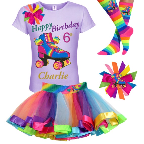 Roller Derby Skate Party Shirt 6th Birthday Outfit 6th Birthday Girl 6 Year Old Glow Skating Party Sixth Birthday Six Personalized | HWings Il_570xn