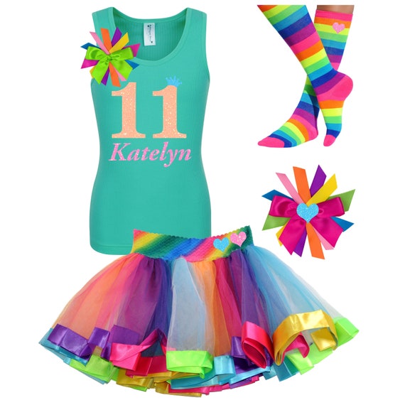 11th Birthday Shirt Tween Birthday Girl Shirt 11 Neon Glow Party Eleventh Birthday Personalized Rainbow Outfit NEO-11 | Bubblegum Divas Il_570xn