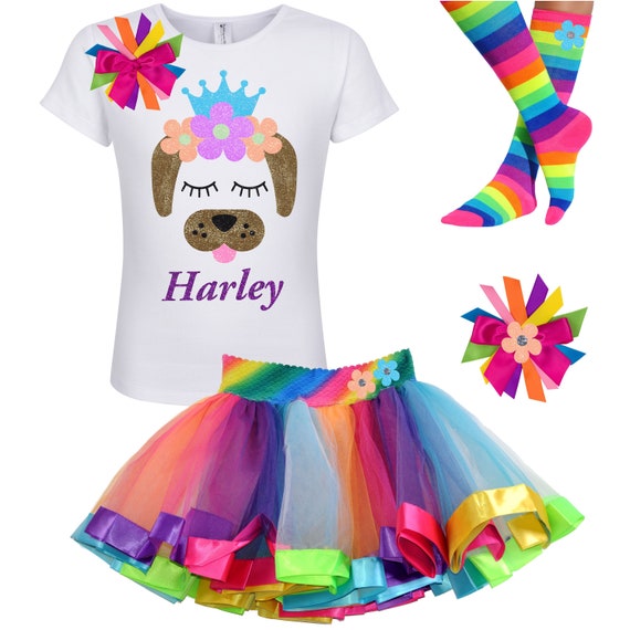 Girly Dog Shirt Eyelashes Neon Flowers Princess Brown Puppy Paws Birthday Outfit Dog Lover Gift Pet Shop Rainbow Tutu Personalized 4 5 6 7 8 Il_570xn