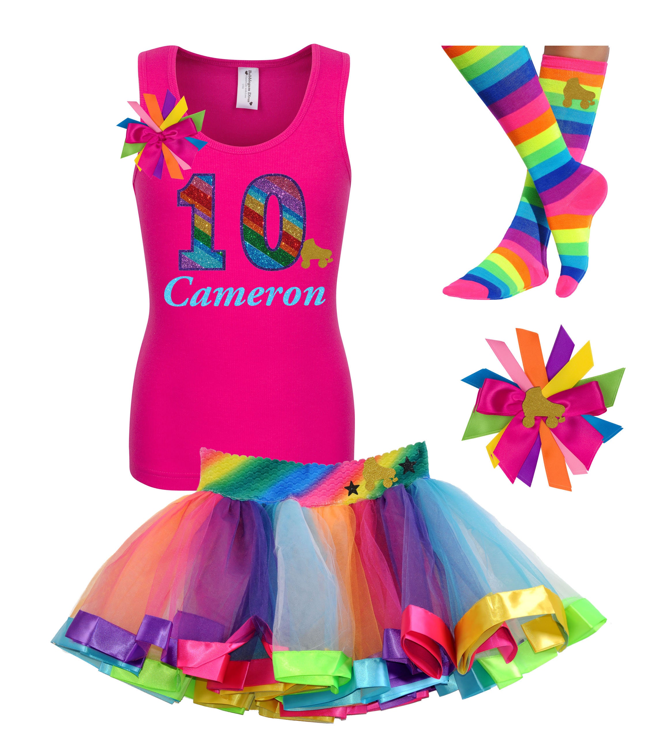 Roller Derby Skate Party Shirt Unicorn Roller Skates 10th Birthday Girl Outfit 10 Year Old Glow