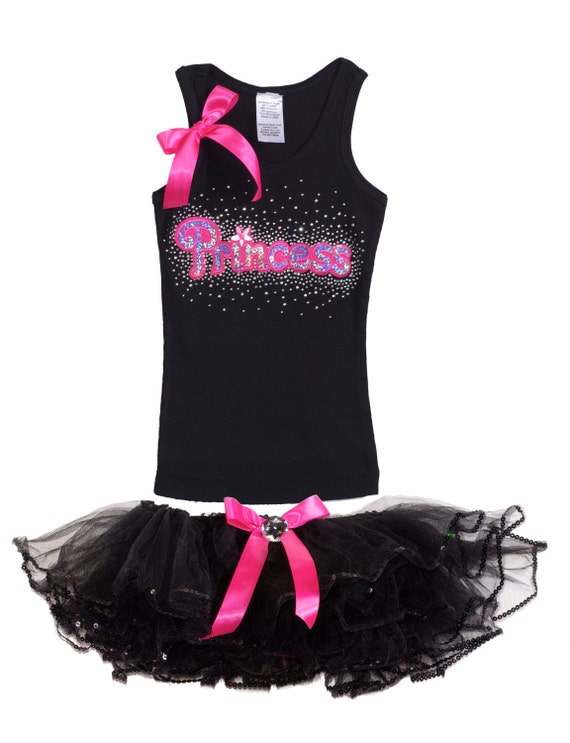 Pink Black Princess Shirt Tutu Outfit Little Divas Party Girls Birthday Bling Rhinestones Shirt Il_570xn