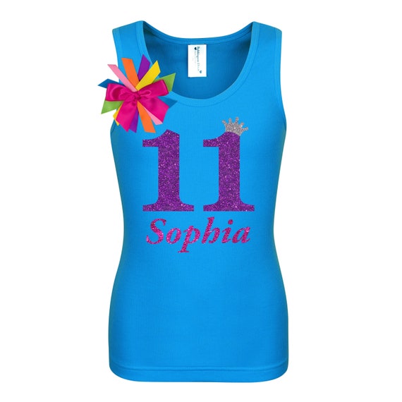 11th Birthday Shirt Tween Girl 11 Year Old Girls Birthday Eleven Personalized Eleventh Tank Top T-Shirt Pur11| Bubblegum Divas Il_570xn