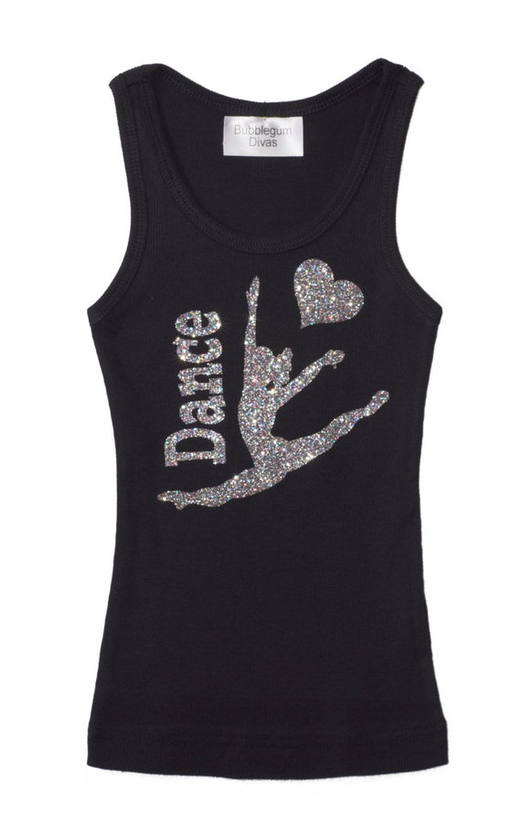 Girls Dance Clothes Dance T Shirts Dancer Silver Glitter Ballerina Tank Top Dancing Competition Ballet Dancer Leaping I love Dance T-Shirt Il_570xn
